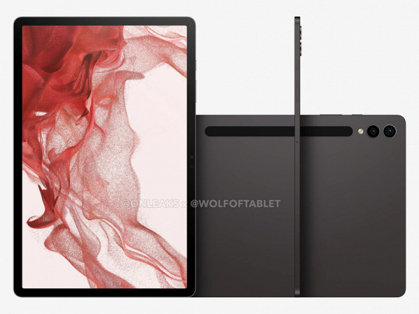 Тонкий флагманский планшет Samsung Galaxy Tab S9 Plus показали на качественных рендерах. Он получит экран с диагональю 12,4 дюйма и 4 динамика